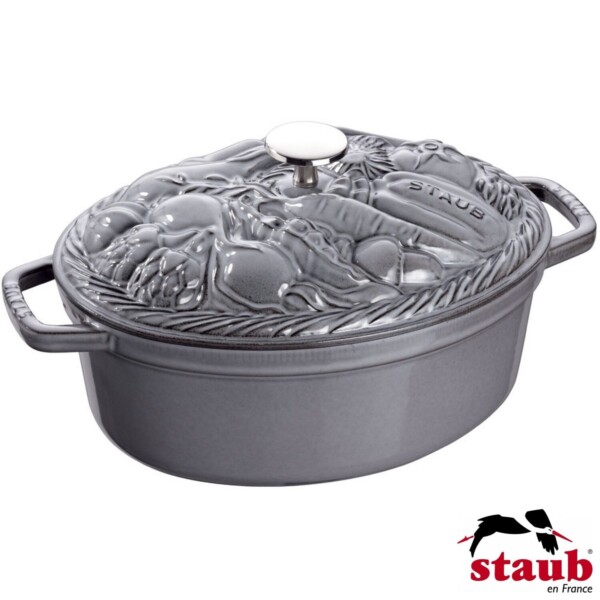 Caçarola Vegetal Oval 29cm Cinza Grafite Staub Specialties de Ferro Fundido