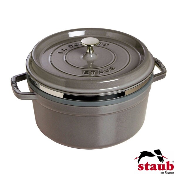 Caçarola com Steamer Redonda 26cm Cinza Grafite Staub Specialties de Ferro Fundido