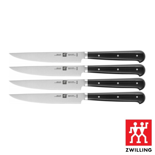 Cj. 4 Facas para Grelhados Fio Liso 4 1/2" Zwilling Steaks de Aço Inox