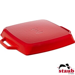 Grelha Quadrada 28cm com Alças Cereja Staub Grill Pans de Ferro Fundido