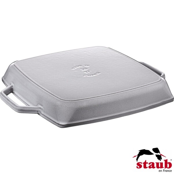 Grelha Quadrada 28cm com Alças Cinza Staub Grill Pans de Ferro Fundido