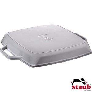 Grelha Quadrada 33cm com Alças Cinza Staub Grill Pans de Ferro Fundido