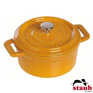 Mini Caçarola Redonda 10cm Mostarda Staub Mini Cocotte de Ferro Fundido