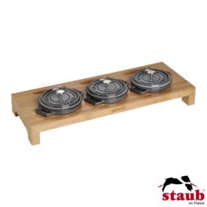 Suporte de Madeira para 3 Mini Caçarolas 10cm Staub Accessories Bamboo