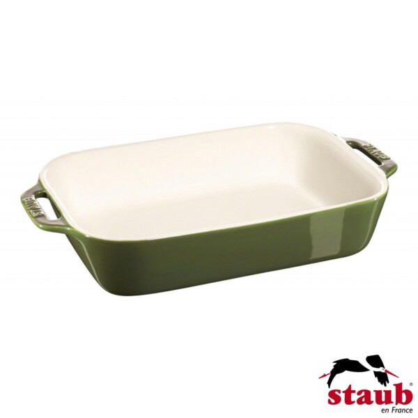 Travessa Retangular 27x20cm Verde Basil Staub Ceramic