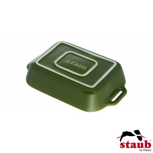 Travessa Retangular 27x20cm Verde Basil Staub Ceramic