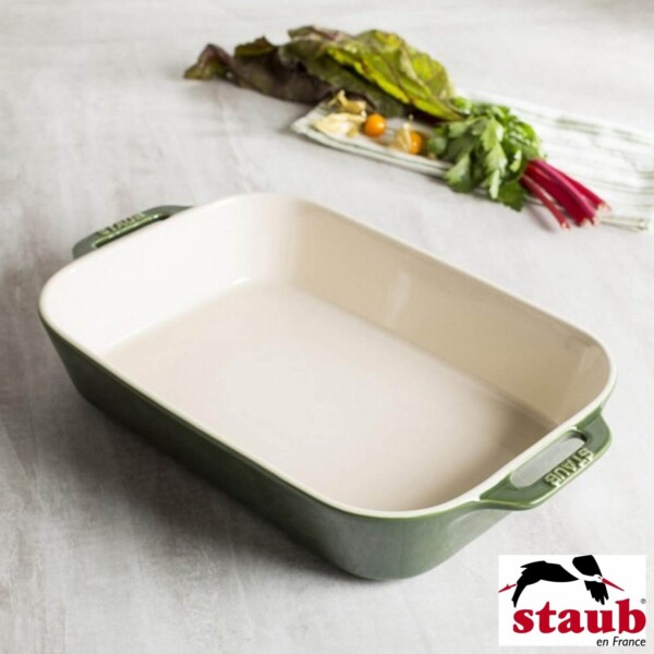 Travessa Retangular 27x20cm Verde Basil Staub Ceramic