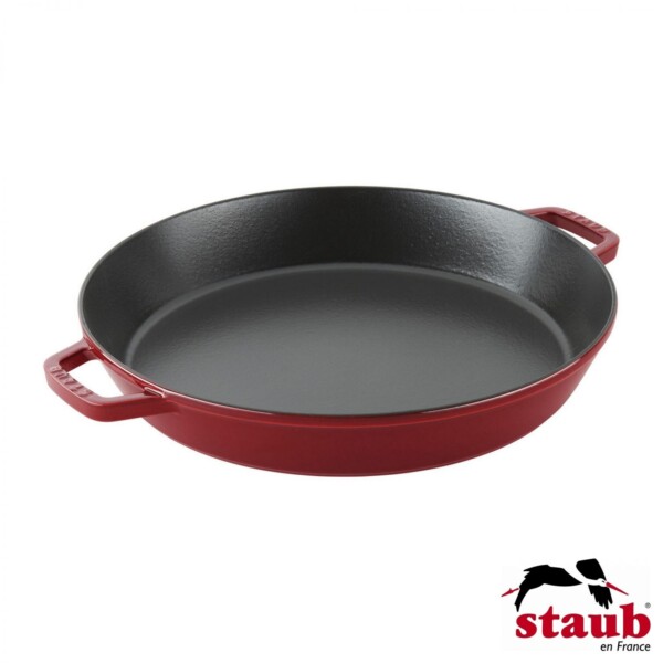 Frigideira Staub Cereja 26cm com Alças Grill Pans Redonda de Ferro Fundido