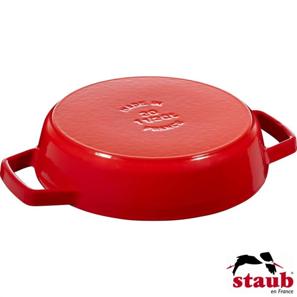 Frigideira Staub Cereja 26cm com Alças Grill Pans Redonda de Ferro Fundido