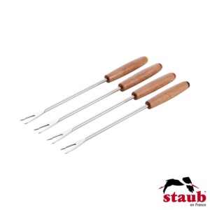 Garfo Curto para Fondue Staub Specialties 4 Peças Aço Inox e Madeira