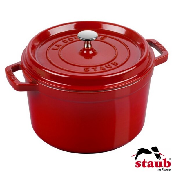 Caçarola Redonda Alta 24cm Cereja Staub La Cocotte de Ferro Fundido