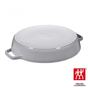 Frigideira Staub Cinza Grafite 26cm com Alças Grill Pans Redonda de Ferro Fundido