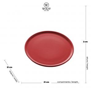 Prato de Sobremesa Wolff Vadim Vermelho 21cm de Cerâmica