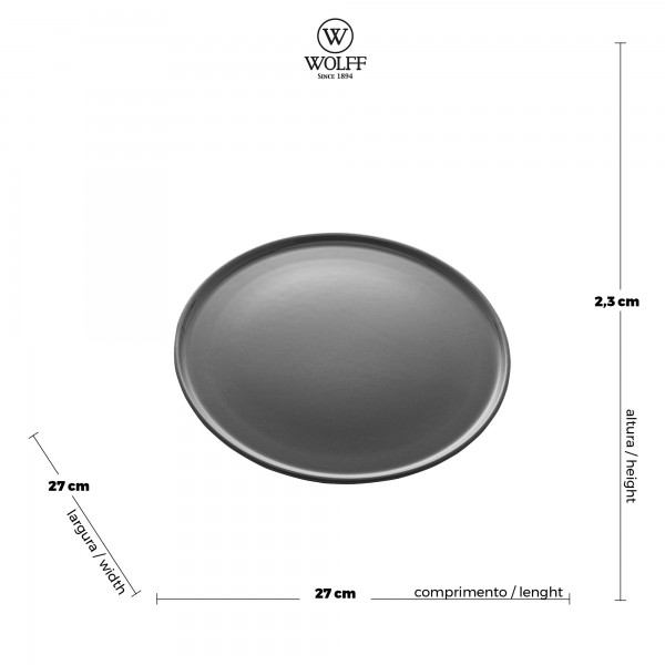 Prato Raso Wolff Vadim Cinza 27cm de Cerâmica