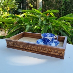 Bandeja 30cm Woodart Coquinho de Madeira e Sisal