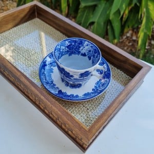 Bandeja 30cm Woodart Coquinho de Madeira e Sisal