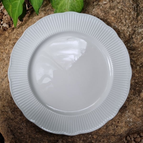 Prato de Sobremesa Wolff Edirne Branco 21cm de Porcelana