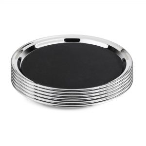 Kit 6un Bandeja Garçom Inox com Antiderrapante 40cm James.F